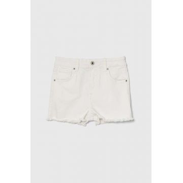 Pepe Jeans pantaloni scurti din denim pentru copii A-LINE SHORT HW JR culoarea alb, neted, talie reglabila