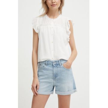 Pepe Jeans pantaloni scurti jeans SKINNY SHORT HW femei, neted, high waist, PL801121PF6