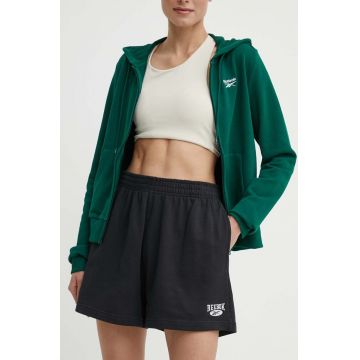 Reebok Classic pantaloni scurti Archive Essentials femei, culoarea negru, neted, high waist, 100075518