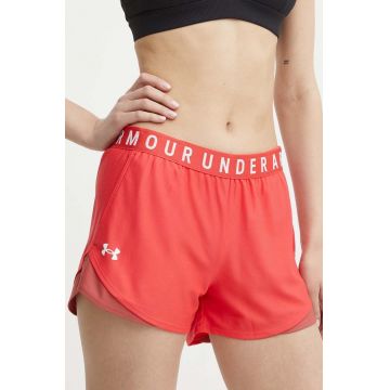 Under Armour pantaloni scurți de antrenament Play Up 3.0 culoarea rosu, cu imprimeu, medium waist