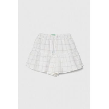 United Colors of Benetton pantaloni scurți de in pentru copii culoarea alb, modelator, talie reglabila