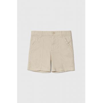 United Colors of Benetton pantaloni scurți din bumbac pentru copii culoarea bej, talie reglabila