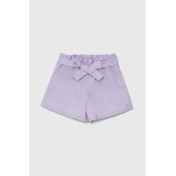 United Colors of Benetton pantaloni scurți din bumbac pentru copii culoarea violet, neted
