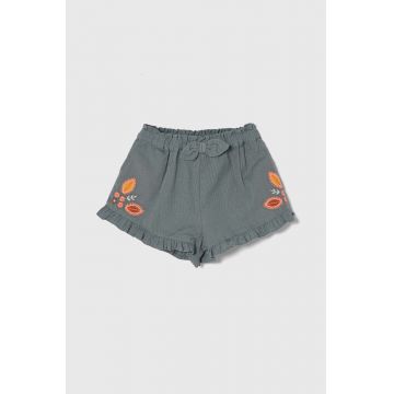 zippy pantaloni scurți din amestec de in pentru bebeluși culoarea verde, cu imprimeu