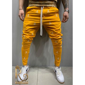 Pantaloni de trening cu snur  de barbati, galbeni , conici  - PNT155