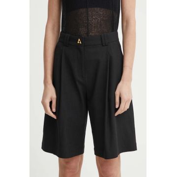 AERON pantaloni scurti SWAN femei, culoarea negru, neted, high waist, AW24RSST089474 AERON pantaloni scurti SWAN femei, culoarea negru, neted, high waist, AW24RSST089474