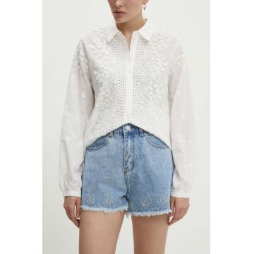 Answear Lab pantaloni scurti jeans femei, cu imprimeu, high waist