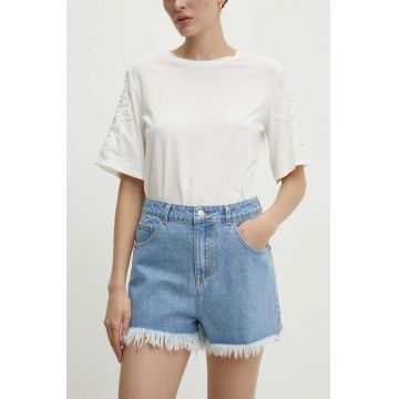 Answear Lab pantaloni scurti jeans femei, neted, high waist