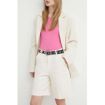 BA&SH pantaloni scurti jeans TODD femei, culoarea bej, neted, high waist, 1E24TODD BA&SH pantaloni scurti jeans TODD femei, culoarea bej, neted, high waist, 1E24TODD