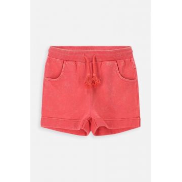 Coccodrillo pantaloni scurți din bumbac pentru copii culoarea rosu, neted