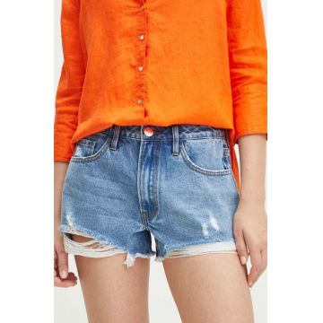 Medicine pantaloni scurti din bumbac femei, neted, medium waist