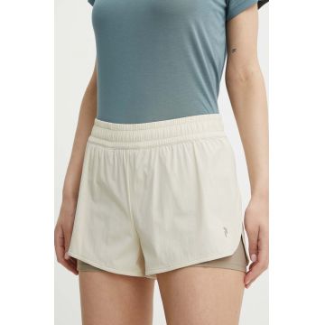 Peak Performance pantaloni scurti sport Light femei, culoarea bej, neted, high waist
