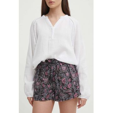 Pepe Jeans pantaloni scurti PATTY femei, culoarea negru, modelator, high waist, PL801103
