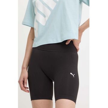 Puma pantaloni scurți de antrenament Shapelux Seamless culoarea negru, neted, high waist, 524386
