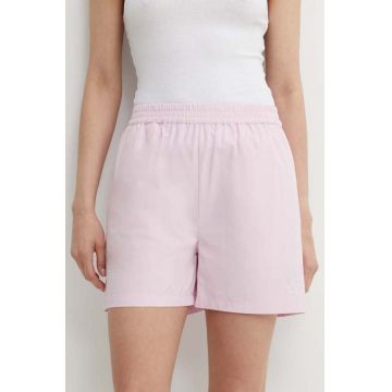 Résumé pantaloni scurti din bumbac AllanRS Shorts culoarea roz, neted, high waist, 20180951