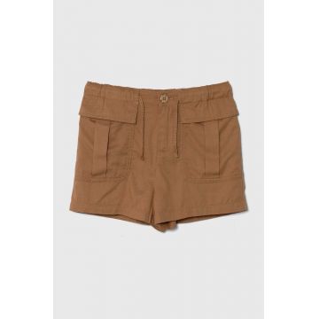 United Colors of Benetton pantaloni scurti copii culoarea maro, neted, talie reglabila