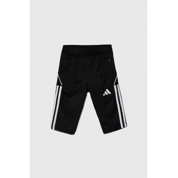 adidas Performance pantaloni scurti copii TIRO23L 3/4PNTY culoarea negru, cu imprimeu, talie reglabila, HS3552