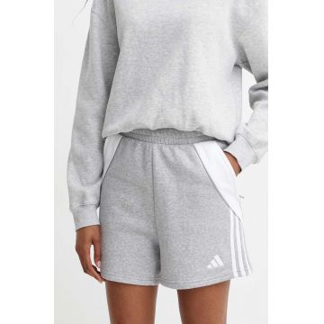 adidas Performance pantaloni scurți Tiro 24 femei, culoarea gri, cu imprimeu, high waist, IR9327