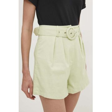 Answear Lab pantaloni scurți cu in culoarea verde, neted, high waist