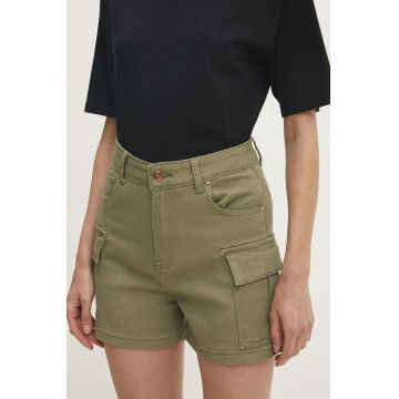 Answear Lab pantaloni scurti femei, culoarea verde, neted, high waist