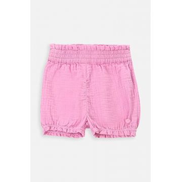 Coccodrillo pantaloni scurți din bumbac pentru copii culoarea roz, neted