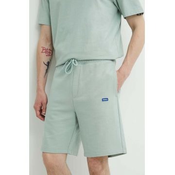 Hugo Blue pantaloni scurti din bumbac culoarea turcoaz