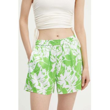 MICHAEL Michael Kors pantaloni scurti femei, culoarea verde, modelator, high waist