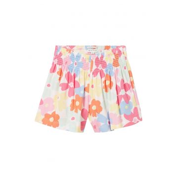 Pantaloni scurti cu model floral si talie elastica