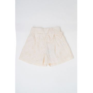 Pantaloni scurti de bumbac cu broderie florala