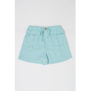 Pantaloni scurti din amestec de lyocell si buzunare cu clapa