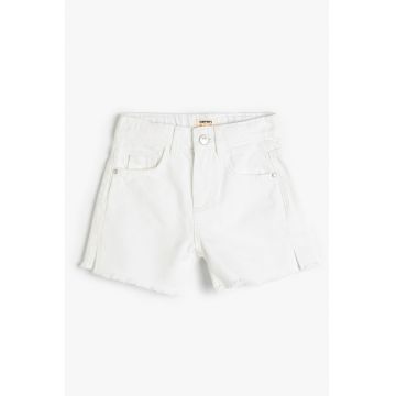 Pantaloni scurti uni cu talie inalta