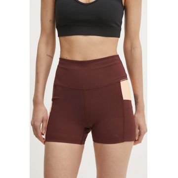 Rip Curl pantaloni scurti sport Revival femei, culoarea bordo, modelator, high waist