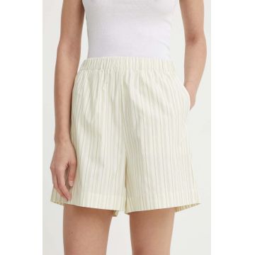 Samsoe Samsoe pantaloni scurti SALOVA femei, culoarea bej, modelator, high waist, F24200111