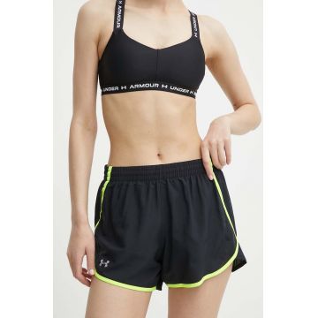 Under Armour pantaloni scurți de alergare Fly By culoarea negru, neted, high waist