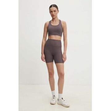 Answear Lab pantaloni scurti femei, culoarea maro, neted, high waist