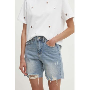 Answear Lab pantaloni scurti jeans femei, neted, high waist