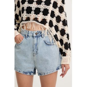Answear Lab pantaloni scurti jeans femei, neted, high waist