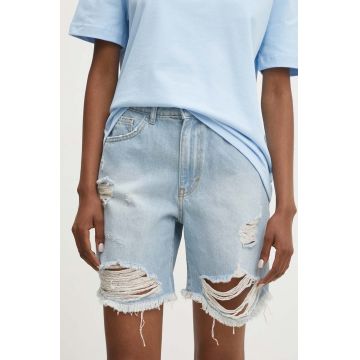 Answear Lab pantaloni scurti jeans femei, neted, high waist