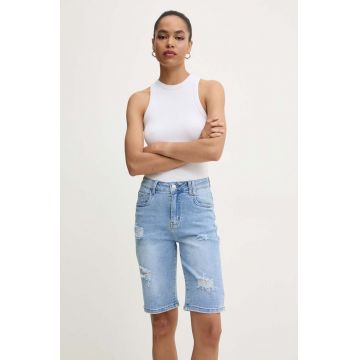 Answear Lab pantaloni scurti jeans femei, neted, high waist