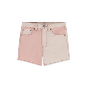 Blugi scurti cu talie inalta si model in doua tonuri