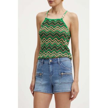 Morgan pantaloni scurti jeans SHOUKA femei, neted, high waist, SHOUKA