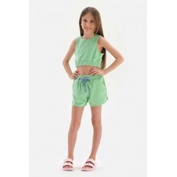 Pantaloni scurti din amestec de bumbac cu snur in talie