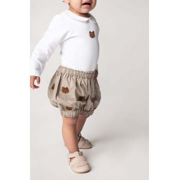 Donsje pantaloni scurți din bumbac pentru bebeluși Carson Bloomers Bears culoarea bej, 3029801