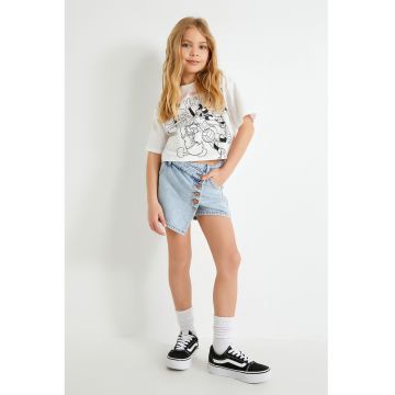 Fusta-pantalon din denim cu buzunare