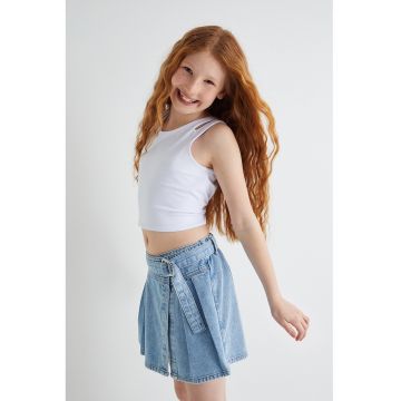 Fusta-pantalon din denim cu o curea