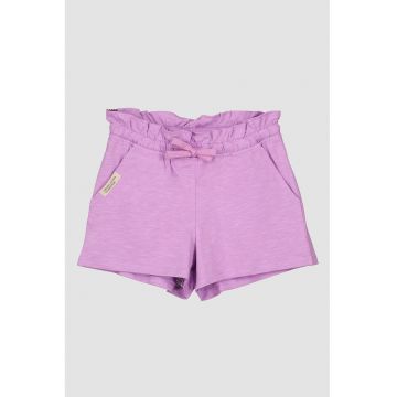 Pantaloni scurti de bumbac cu talie inalta si buzunare oblice