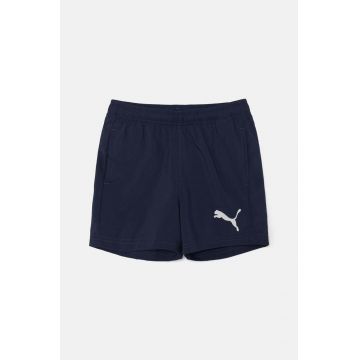 Puma pantaloni scurti copii ACTIVE Woven Shorts culoarea albastru marin, cu imprimeu, talie reglabila, 586981