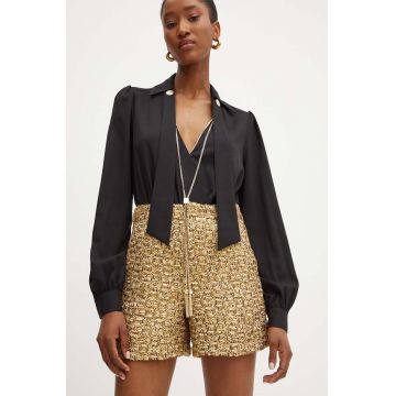 Silvian Heach pantaloni scurti JANFI femei, culoarea auriu, modelator, high waist, GPA24241SH Silvian Heach pantaloni scurti JANFI femei, culoarea auriu, modelator, high waist, GPA24241SH
