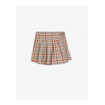 Fusta-pantalon cu model in carouri si aspect plisat