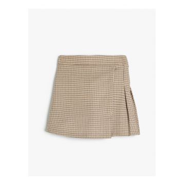 Fusta-pantalon cu model in carouri si talie elastica
